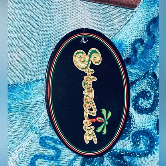 SHORELINE Summer Shift Dress
Women Size 2X Turquoise Short-Sleeve Embroidered - Picture 3 of 8